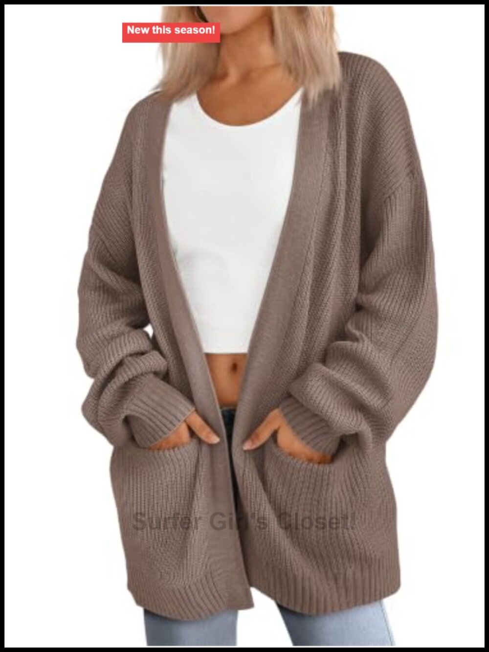 Oversized Open Front Cardigan Sweater with Pockets